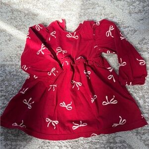 H&M Red Dress with White Bow Accents